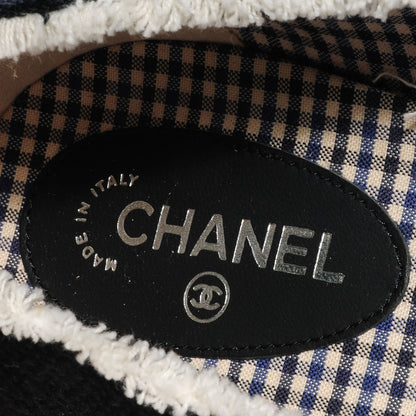 Chanel Tweed Escarpins Camellia CC Pumps 41 Navy White 7 of 7