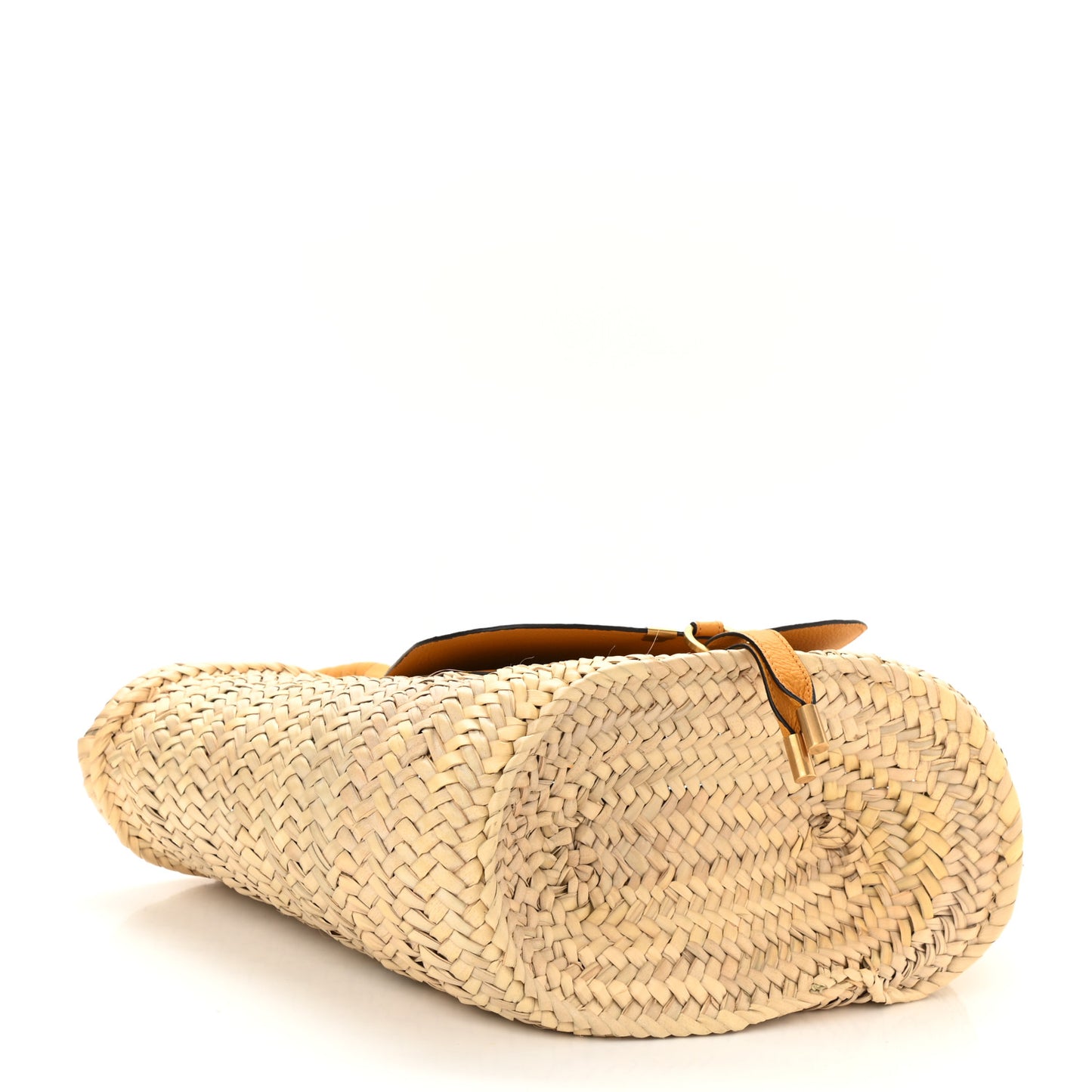 Raffia Small Grain Calfskin Medium Marcie Basket Yellow