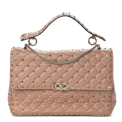 Valentino Garavani Nappa Large Rockstud Spike Shoulder Bag Soft Noisette 1 of 15