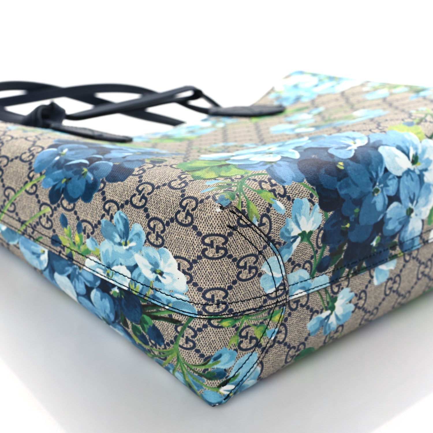 Gucci GG Supreme Monogram Blooms Small Reversible Tote Beige Blue Navy 8 of 9