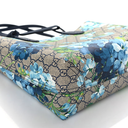 Gucci GG Supreme Monogram Blooms Small Reversible Tote Beige Blue Navy 8 of 9