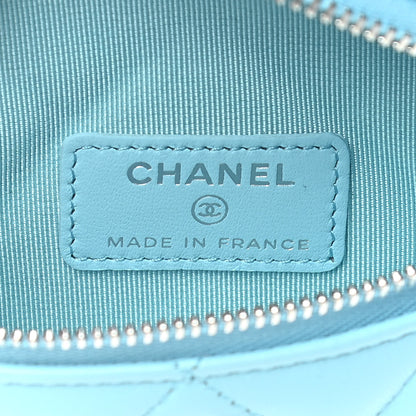 Chanel Lambskin Quilted Arm Coin Purse Neon Blue 8 of 11