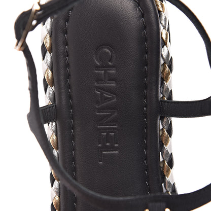 Chanel Grosgrain Chain Thong Sandals 38 Black 7 of 9