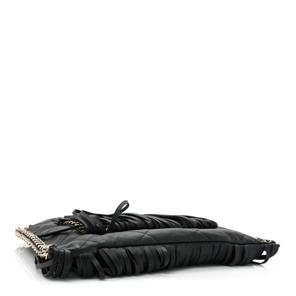 Chanel Calfskin Quilted Fringe Shopping Bag Black 4 of 9