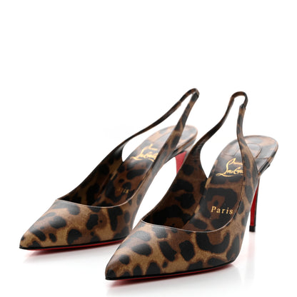 Christian Louboutin Calfskin Leopard Kate Slingback 85 Pumps 37.5 Brown 3 of 8