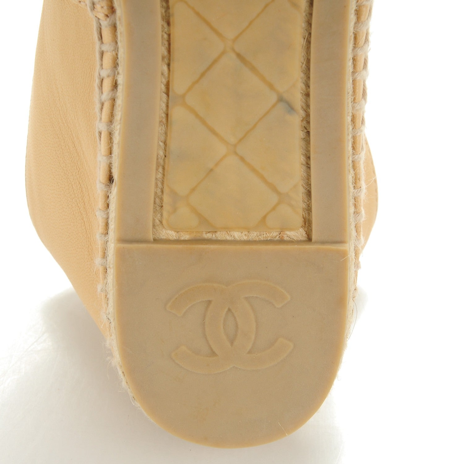 Chanel Lambskin CC Espadrilles 39 Beige Black 6 of 9
