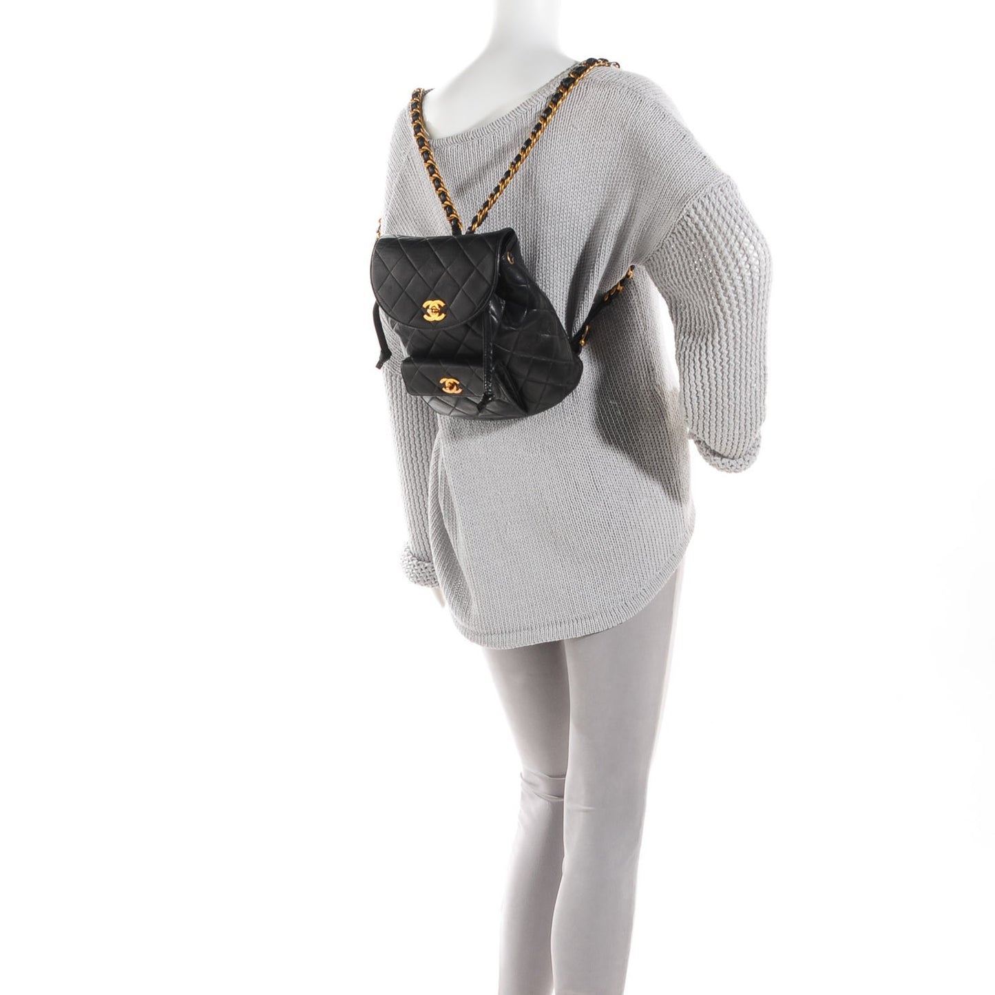 Lambskin Quilted Backpack Black