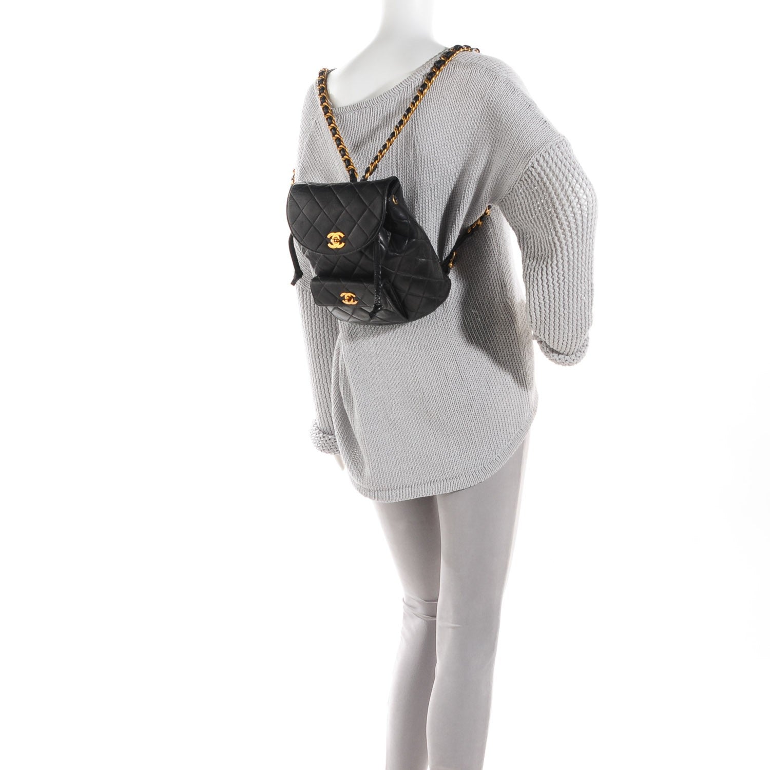 Chanel Lambskin Quilted Backpack Black 2 of 9