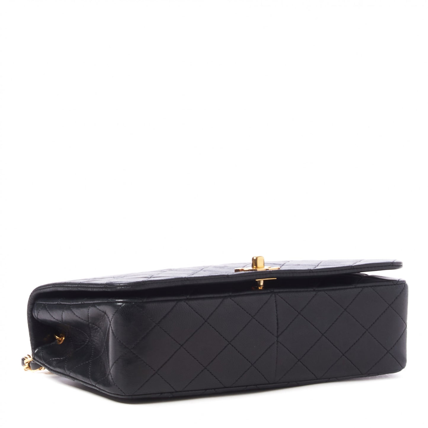Lambskin Quilted Small Single Flap Black
