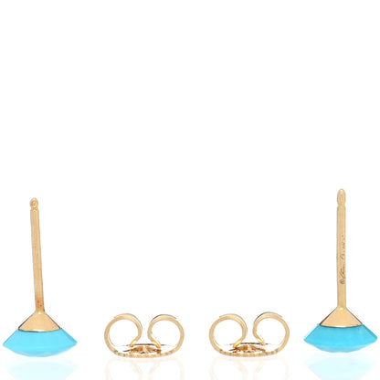 Tiffany 18K Yellow Gold Turquoise Elsa Peretti One Carat Faceted Earrings 3 of 4