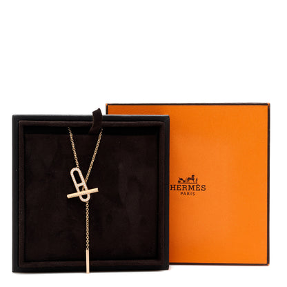 Hermes 18K Rose Gold Diamond PM Ever Chaine D'Ancre Necklace ST 6 of 6
