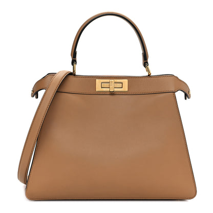 Fendi Vitello Seta Shiny Nappa Medium Peekaboo I SEE U Satchel Miele Scuro Light Rose 1 of 9