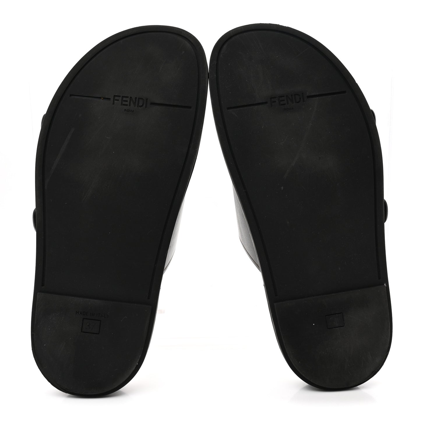 Vitello Fendi Feel Buckled Slide Sandals 37 Black