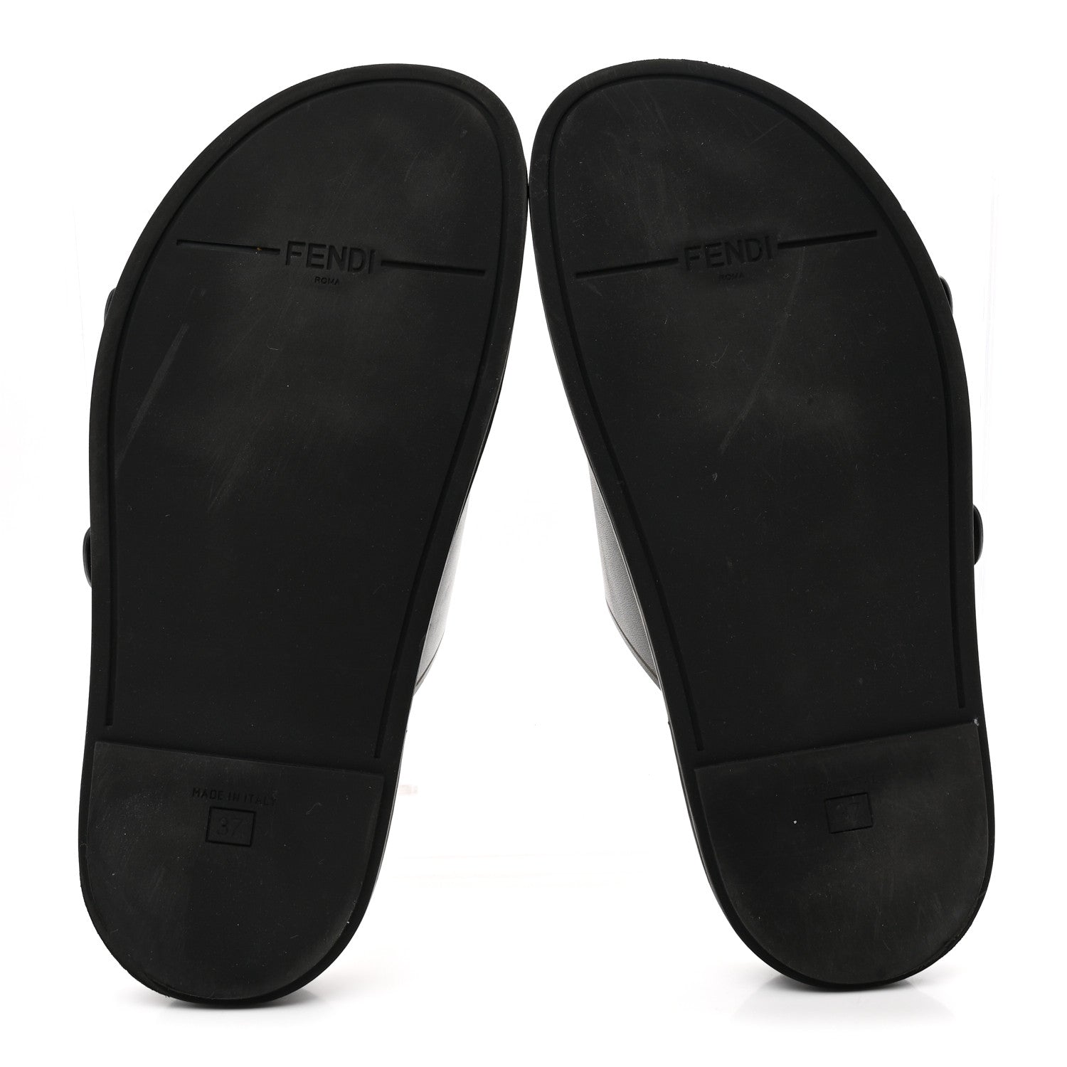 Fendi Vitello Fendi Feel Buckled Slide Sandals 37 Black 6 of 9
