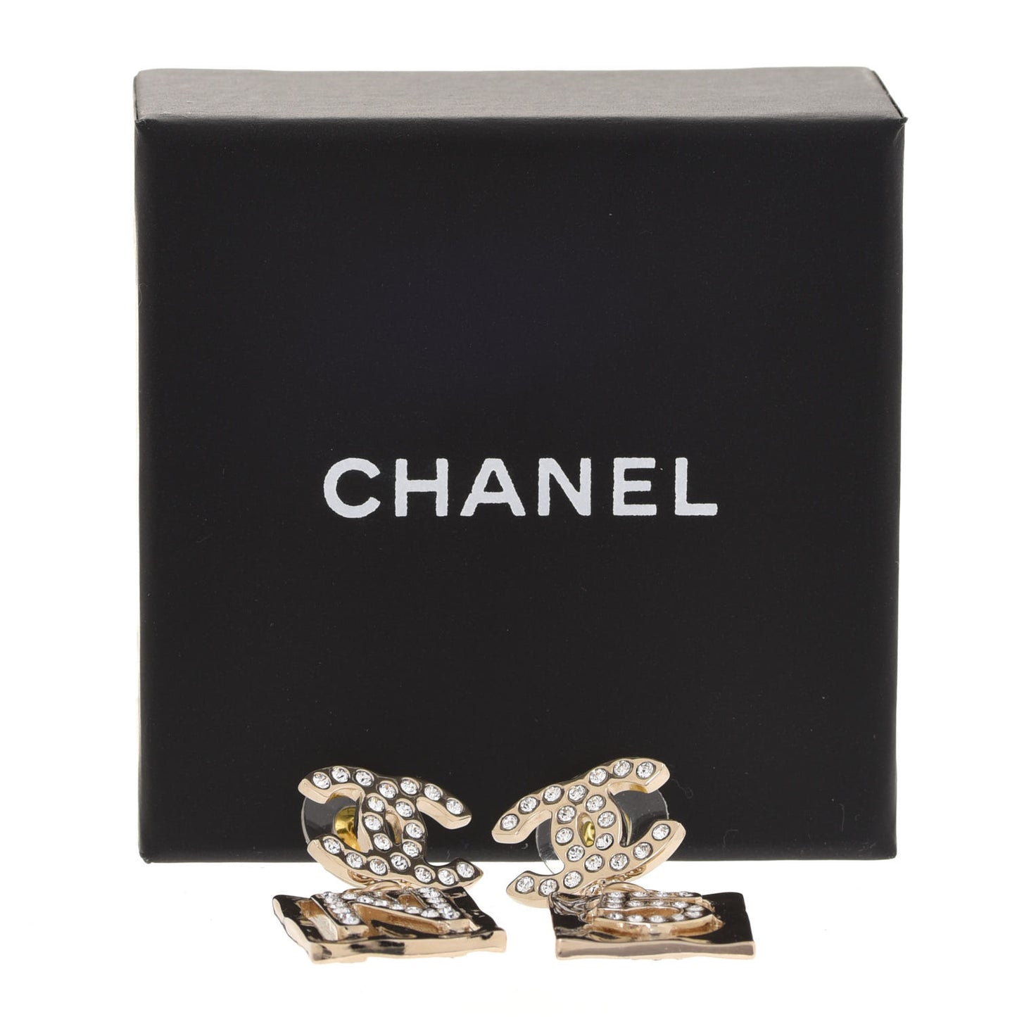 Crystal CC No 5 Drop Earrings Gold