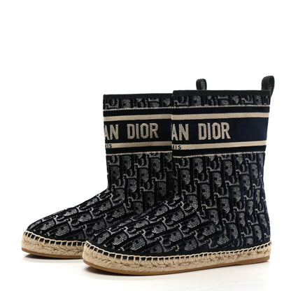 Christian Dior Velvet Oblique Granville Espadrille Boots 38 Deep Blue 3 of 6