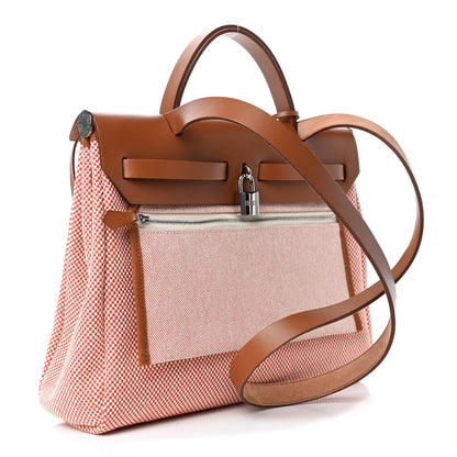 Hermes Criss Viking Vache Hunter Herbag Zip Retourne 31 PM Ecru Sanguine Fauve 2 of 4