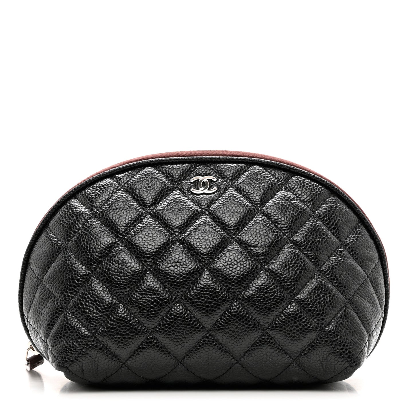 Caviar Quilted Small Curvy Cosmetic Case Black