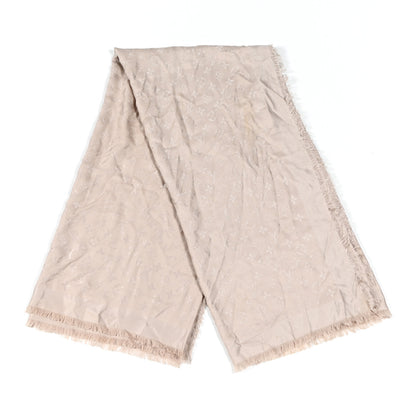Louis Vuitton Silk Wool Monogram Shine Shawl Greige 2 of 11