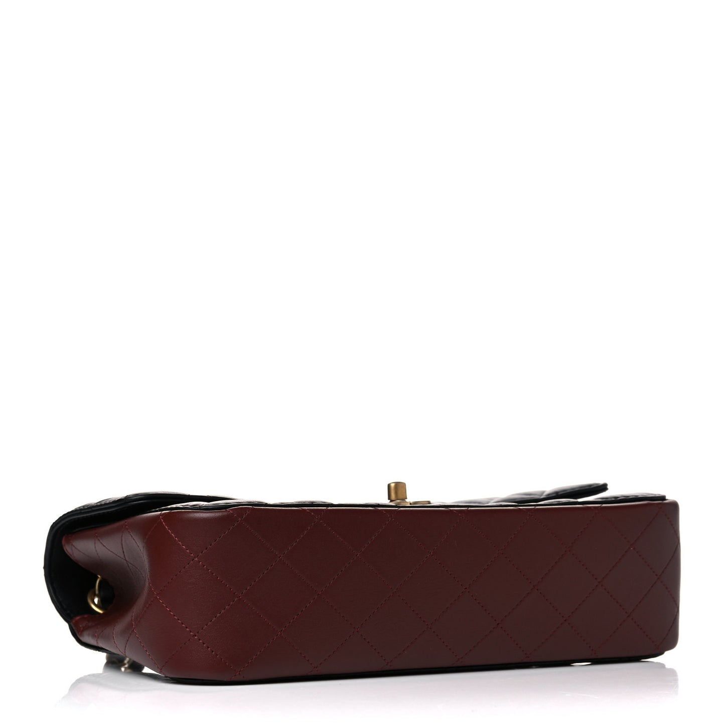 Calfskin Quilted Strap Into Flap Bag Black Brown
