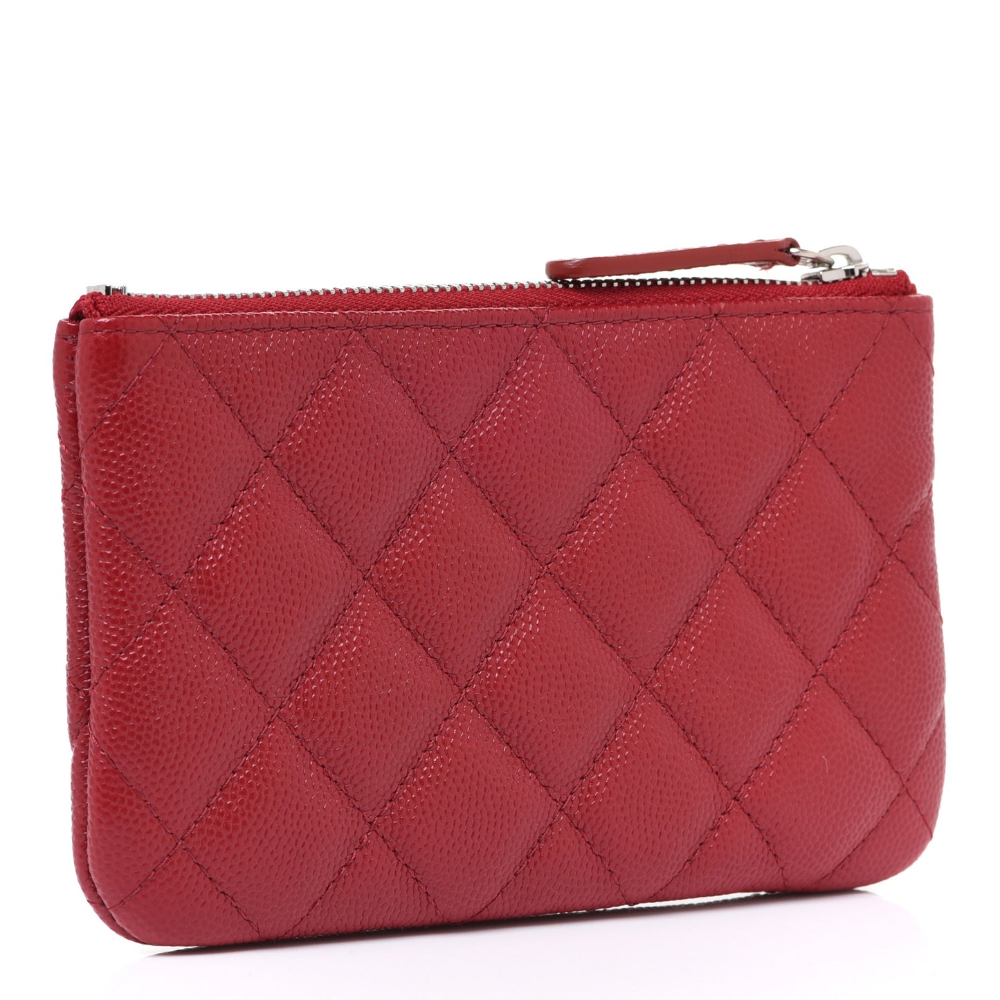 Caviar Quilted Small Cosmetic Case Red