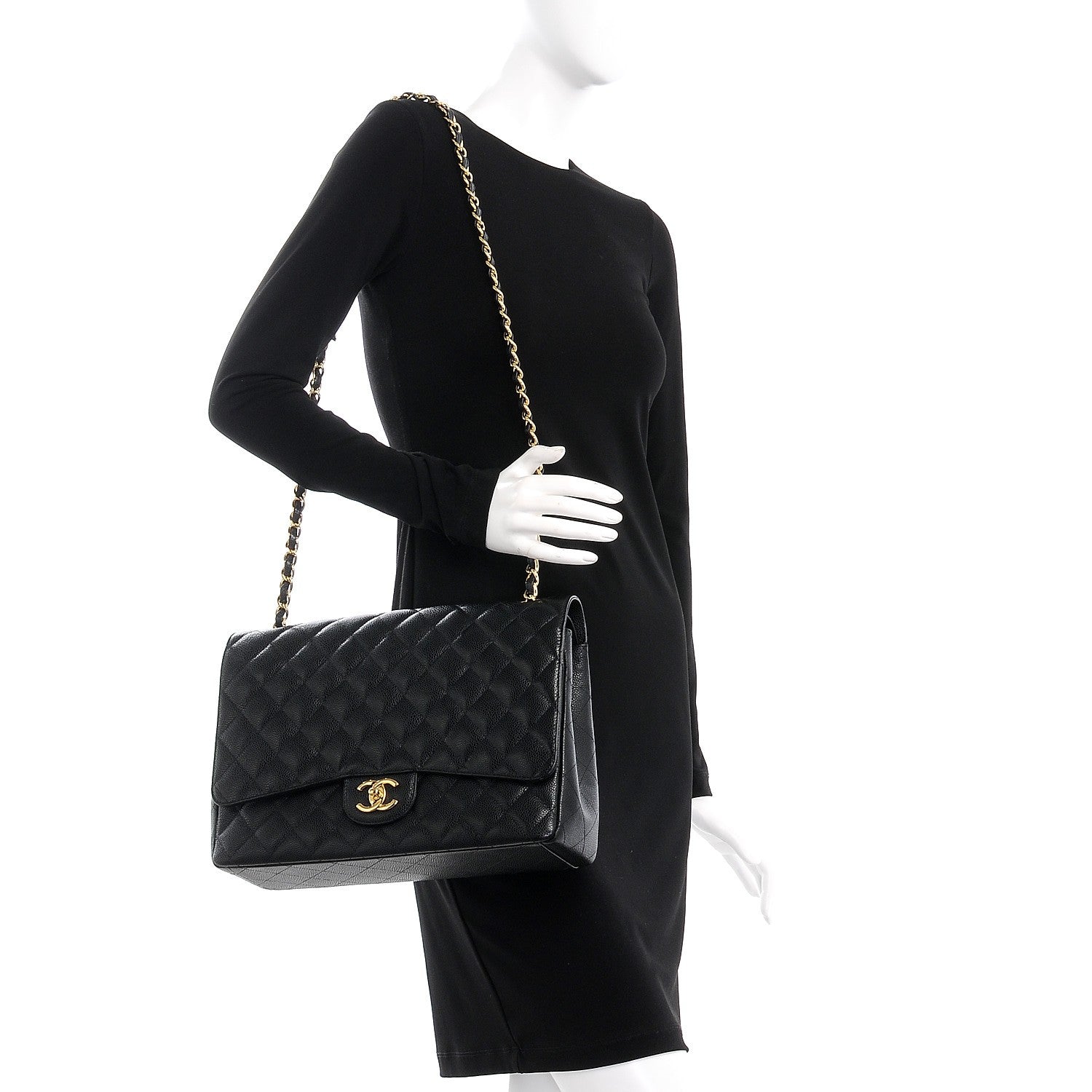 Chanel Caviar Quilted Maxi Double Flap Black 2 of 9