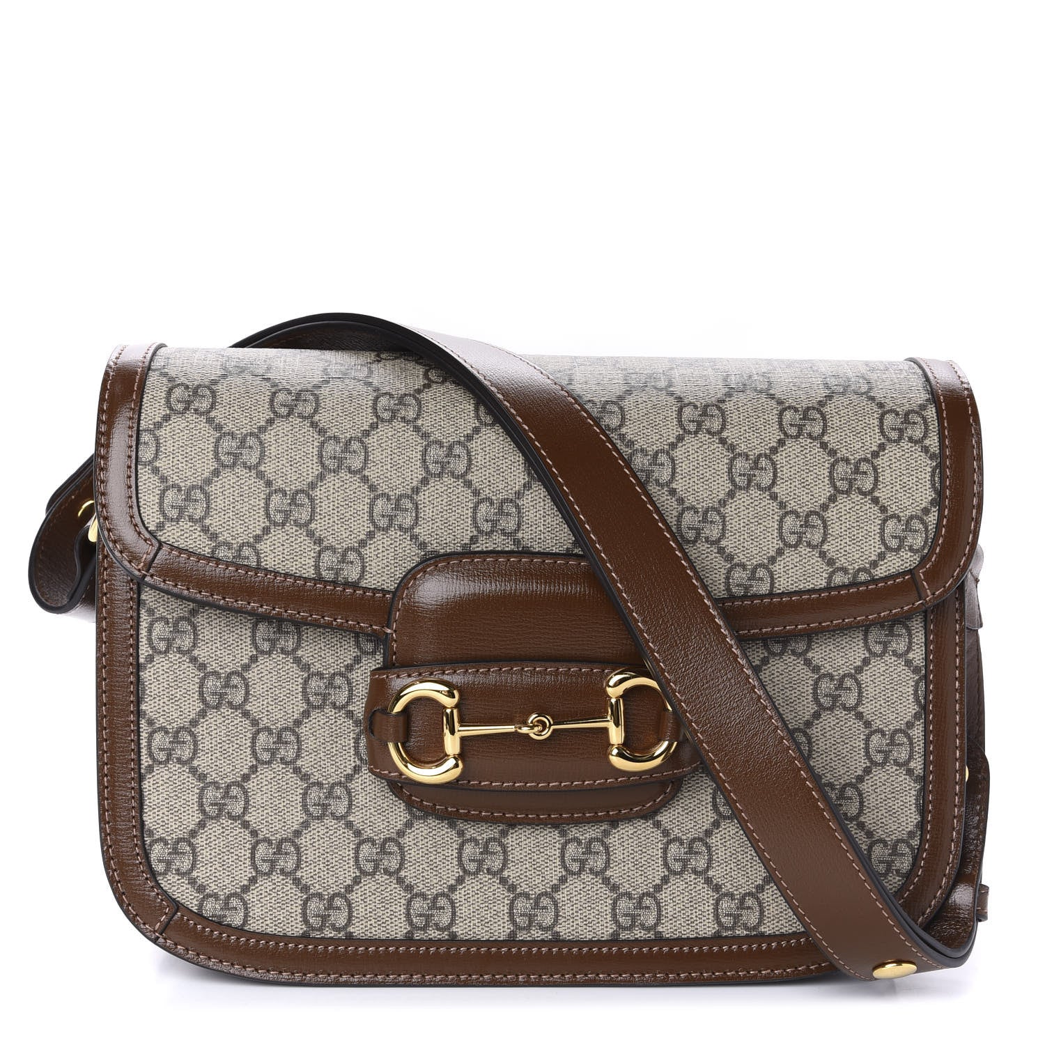 Gucci GG Supreme Monogram Horsebit 1955 Shoulder Bag Beige Brown Sugar 1 of 11