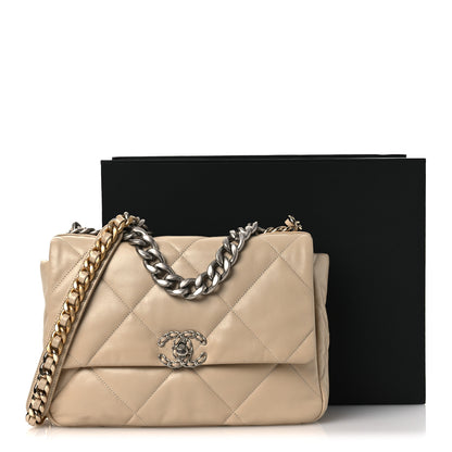 Chanel Lambskin Quilted Large Chanel 19 Flap Beige 13 of 13