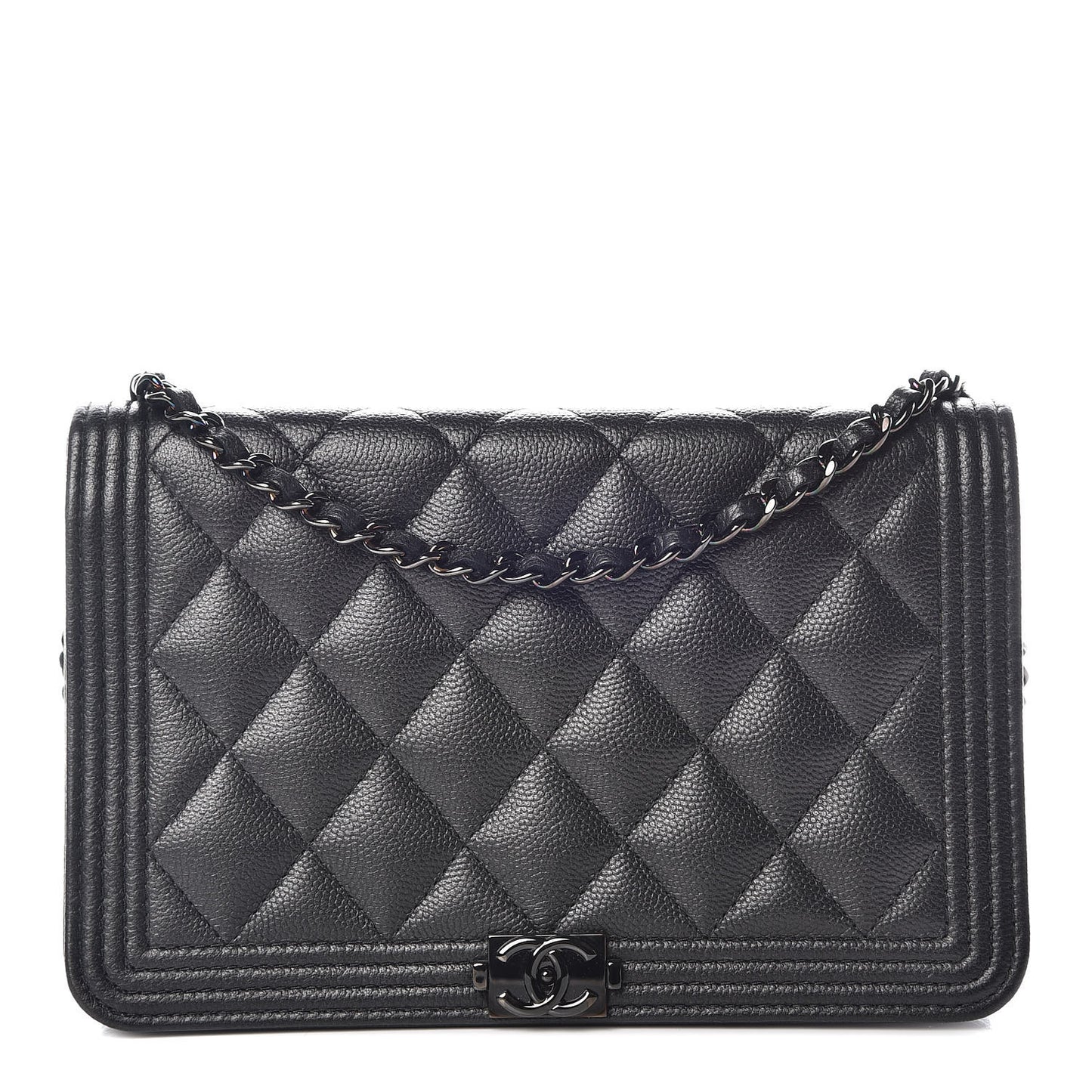 Caviar Quilted Boy Wallet On Chain WOC So Black
