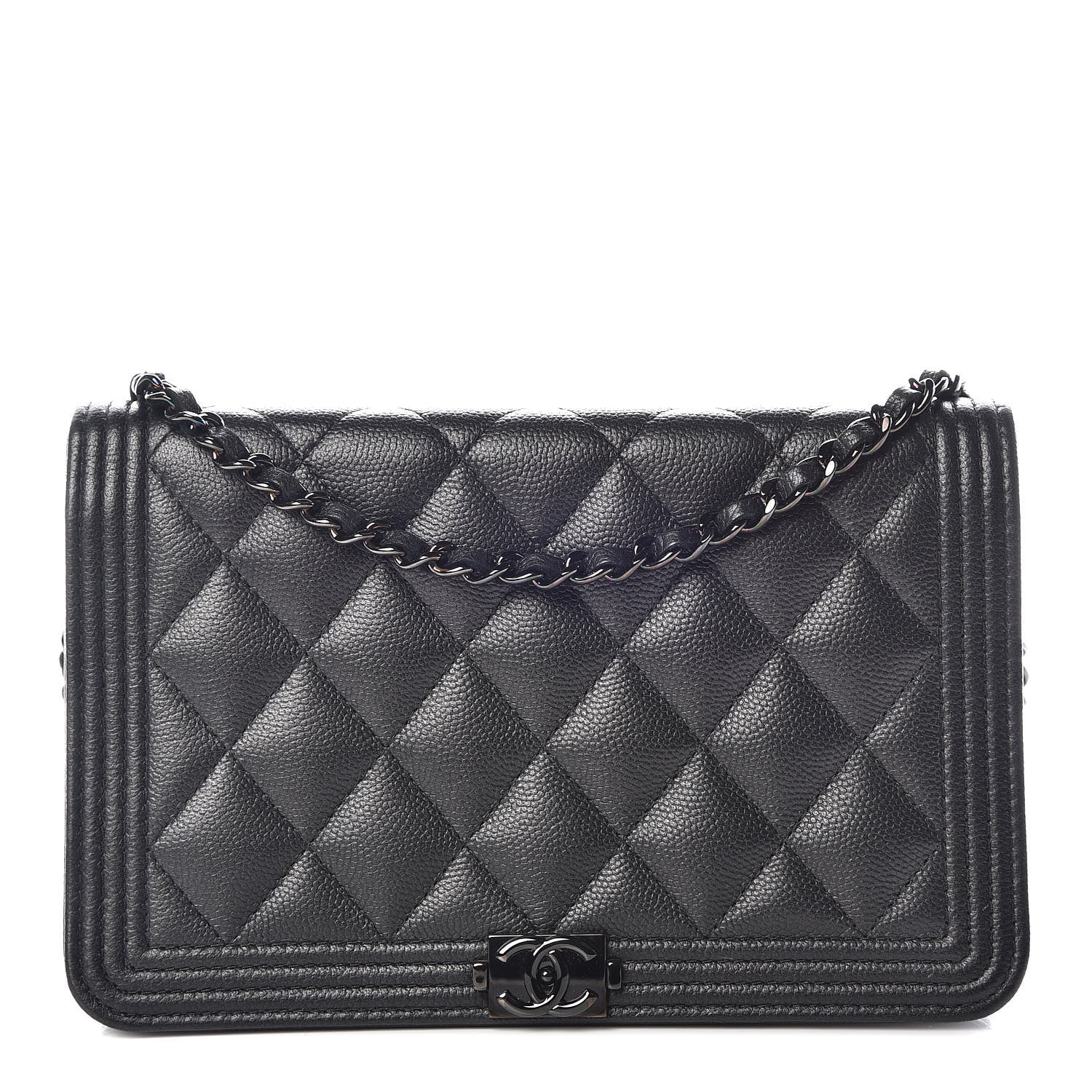 Chanel Caviar Quilted Boy Wallet On Chain WOC So Black 1 of 12