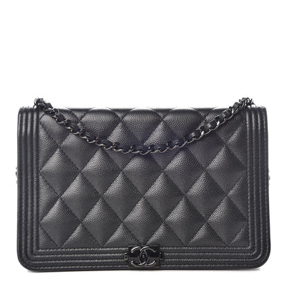 Chanel Caviar Quilted Boy Wallet On Chain WOC So Black 1 of 12