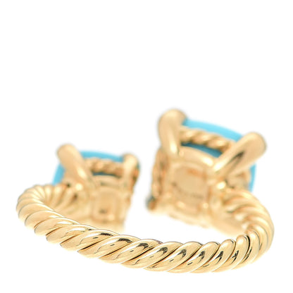 David Yurman 18K Yellow Gold Diamond Turquoise Chatelaine Bypass Ring 50 5.5 3 of 5