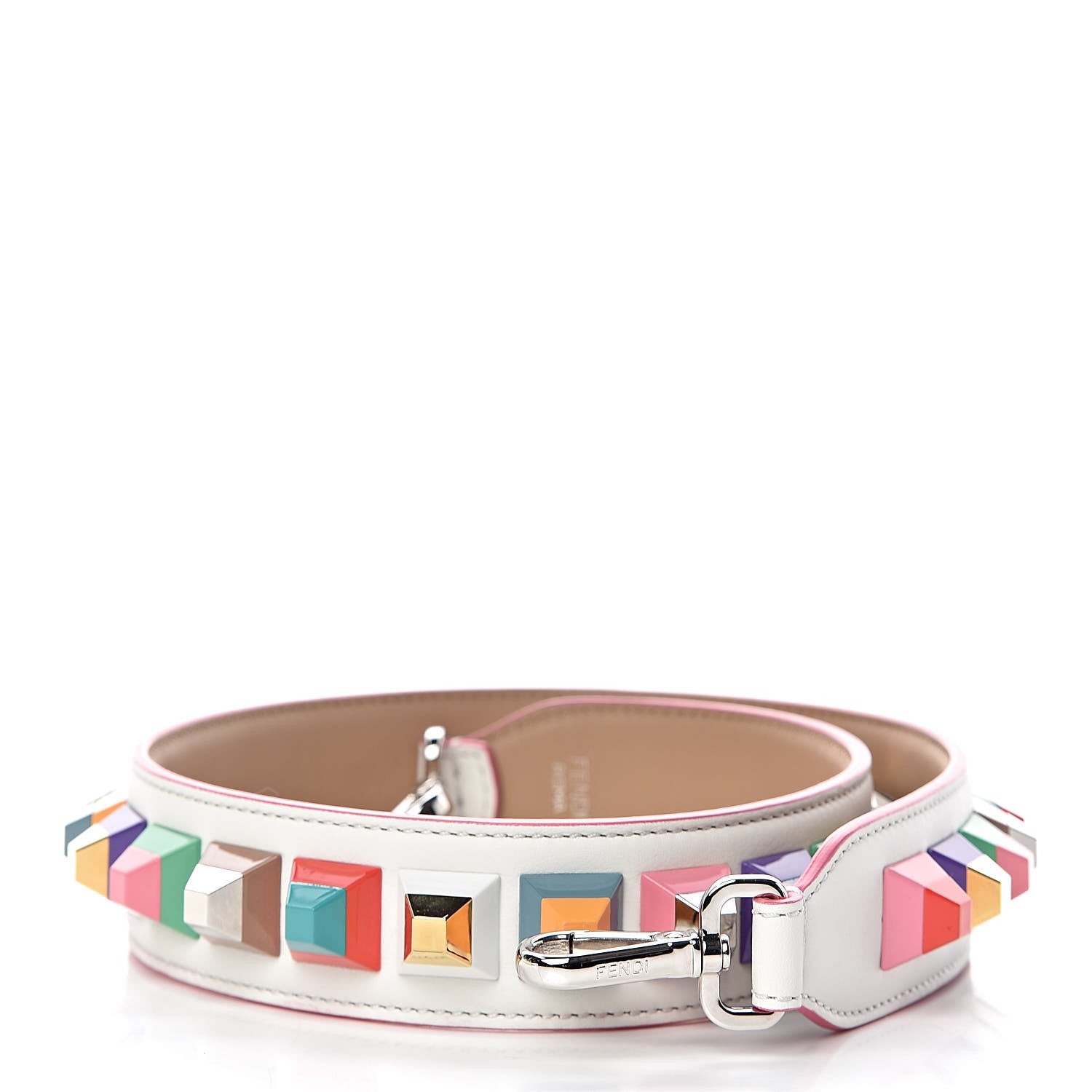 Fendi Vitello Dolce Plexiglass Bi-Color Studded Strap You White Ice Cuoio Multicolor 1 of 4
