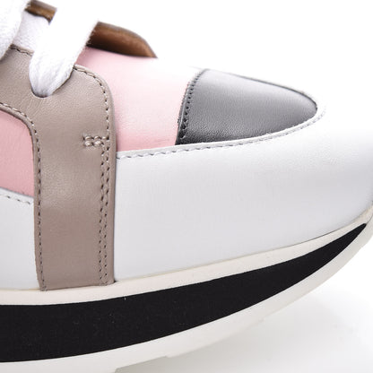 Hermes Calfskin Rebus Sneakers 38.5 Rose Aube Black White 11 of 18