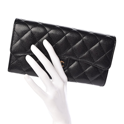 Chanel Caviar Quilted Large Flap Gusset Wallet Black 2 of 9