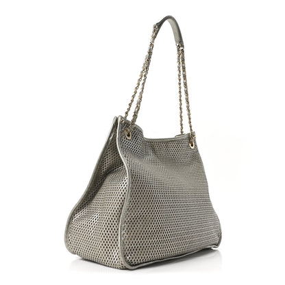 Chanel Metallic Calfskin Perforated Up In The Air Tote Silver 3 of 10