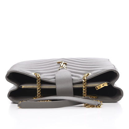 Saint Laurent Grain De Poudre Matelasse Chevron Monogram Shopping Bag Fog 10 of 10