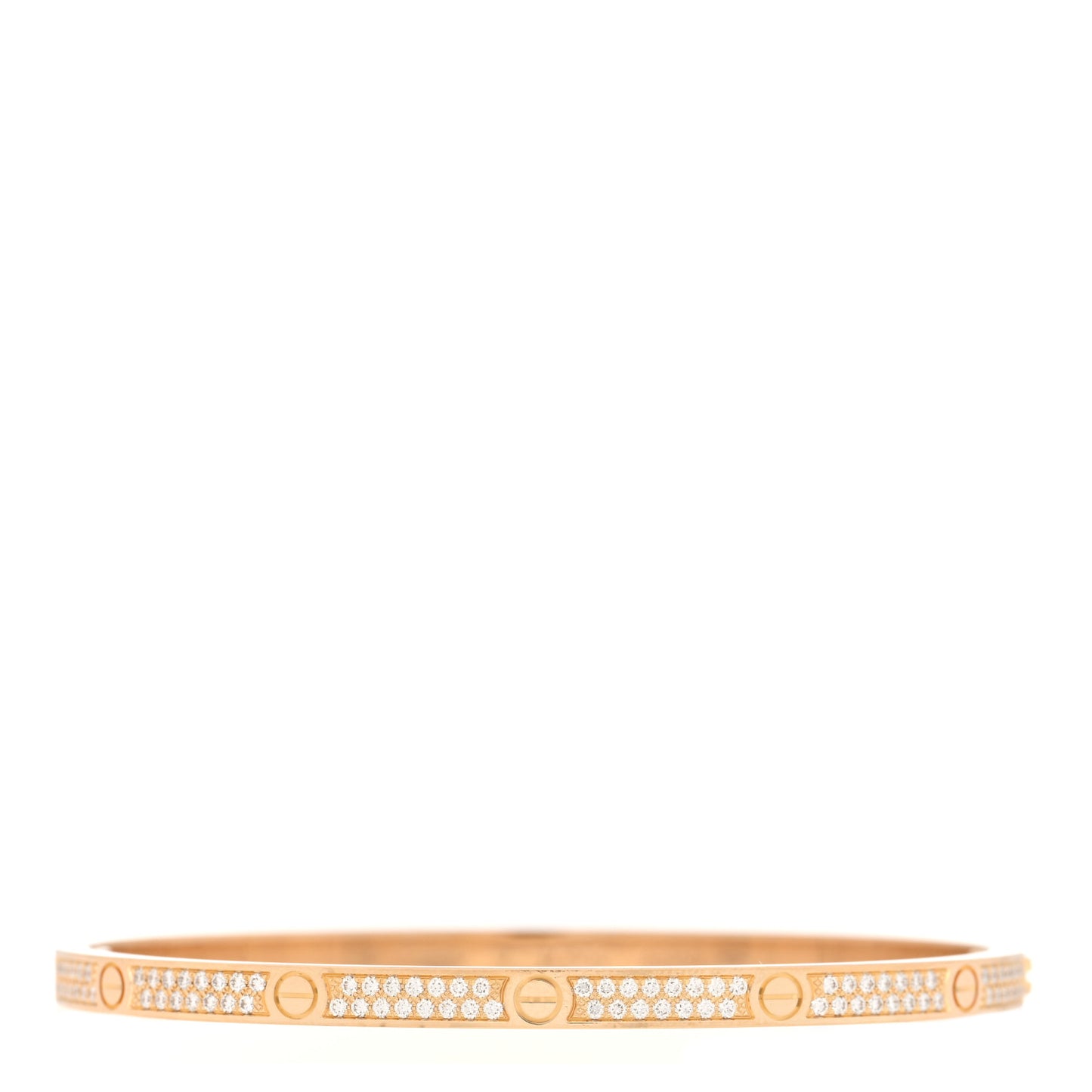 18K Yellow Gold Diamond Small LOVE Paved Bracelet 17