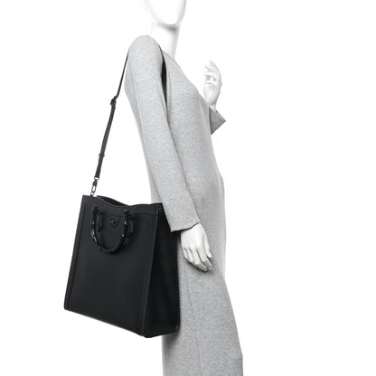 Gucci Textured Dollar Calfskin Web Monochrome Large Diana Tote Bag Black 2 of 10