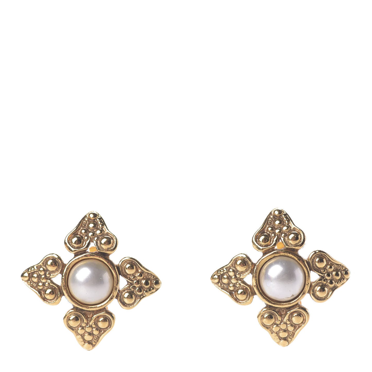 Pearl Clip On Earrings Gold