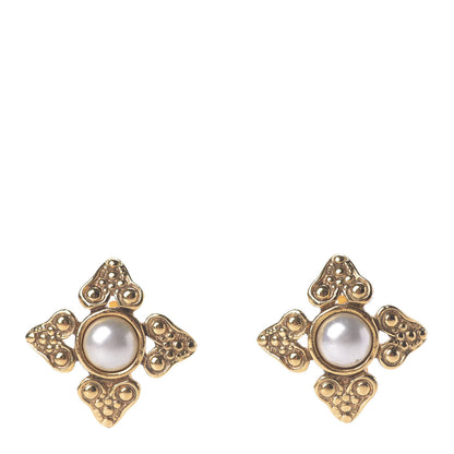 Chanel Pearl Clip On Earrings Gold 1 of 4