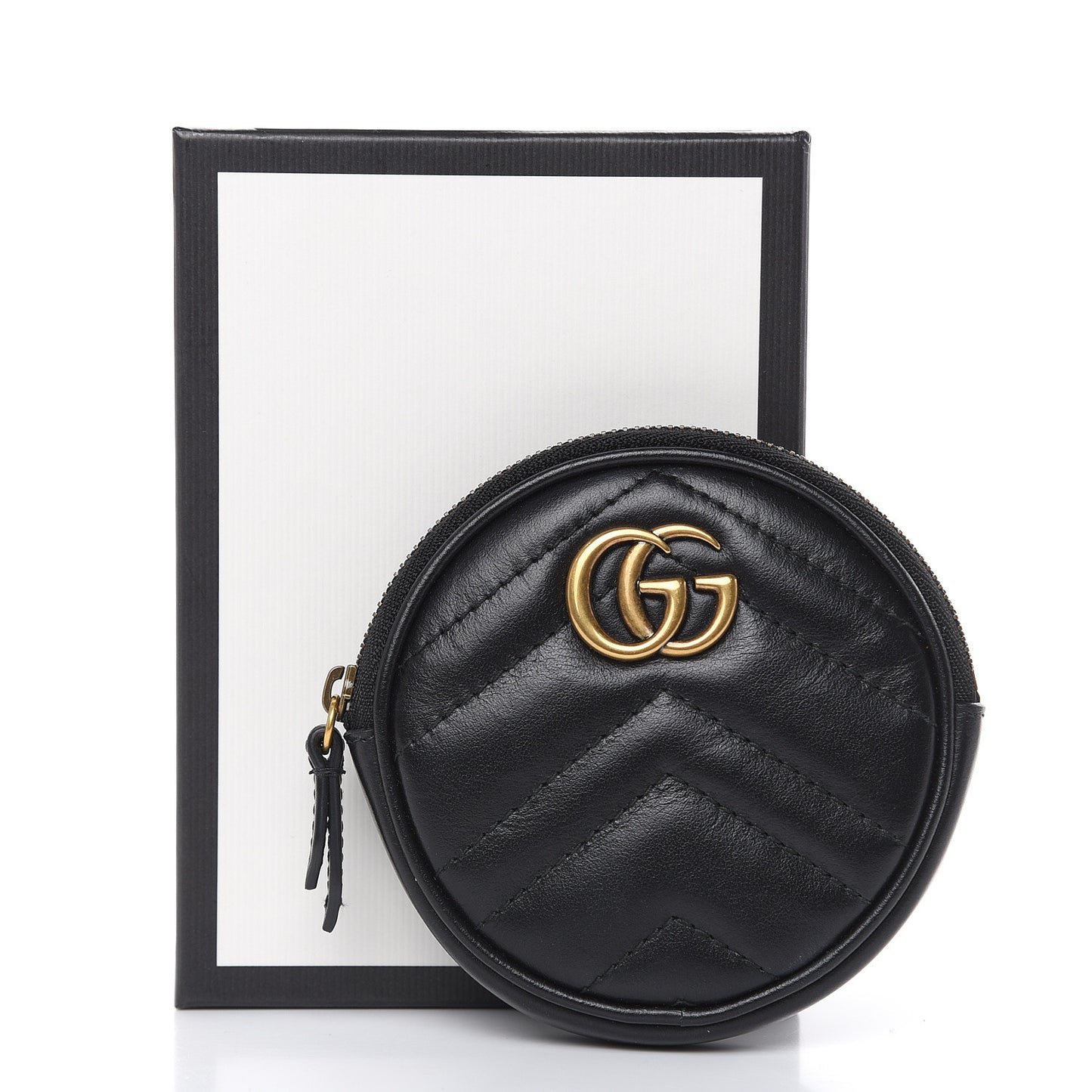 Calfskin Matelasse GG Marmont Round Coin Purse Black