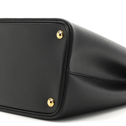 Prada Saffiano Cuir Medium Double Bag Black Fuoco 8 of 13