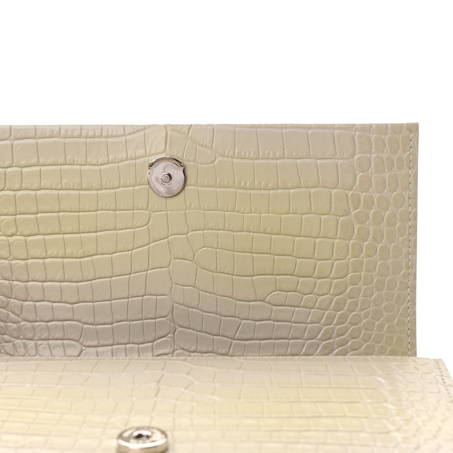 Calfskin Crocodile Embossed Small Classic Monogram Kate Tassel Satchel Blanc Vintage