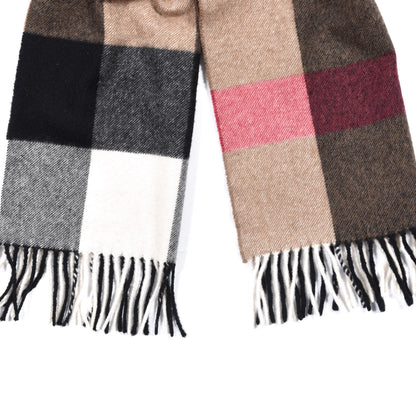 Burberry Cashmere Mega Check Fringe Scarf Camel 4 of 5
