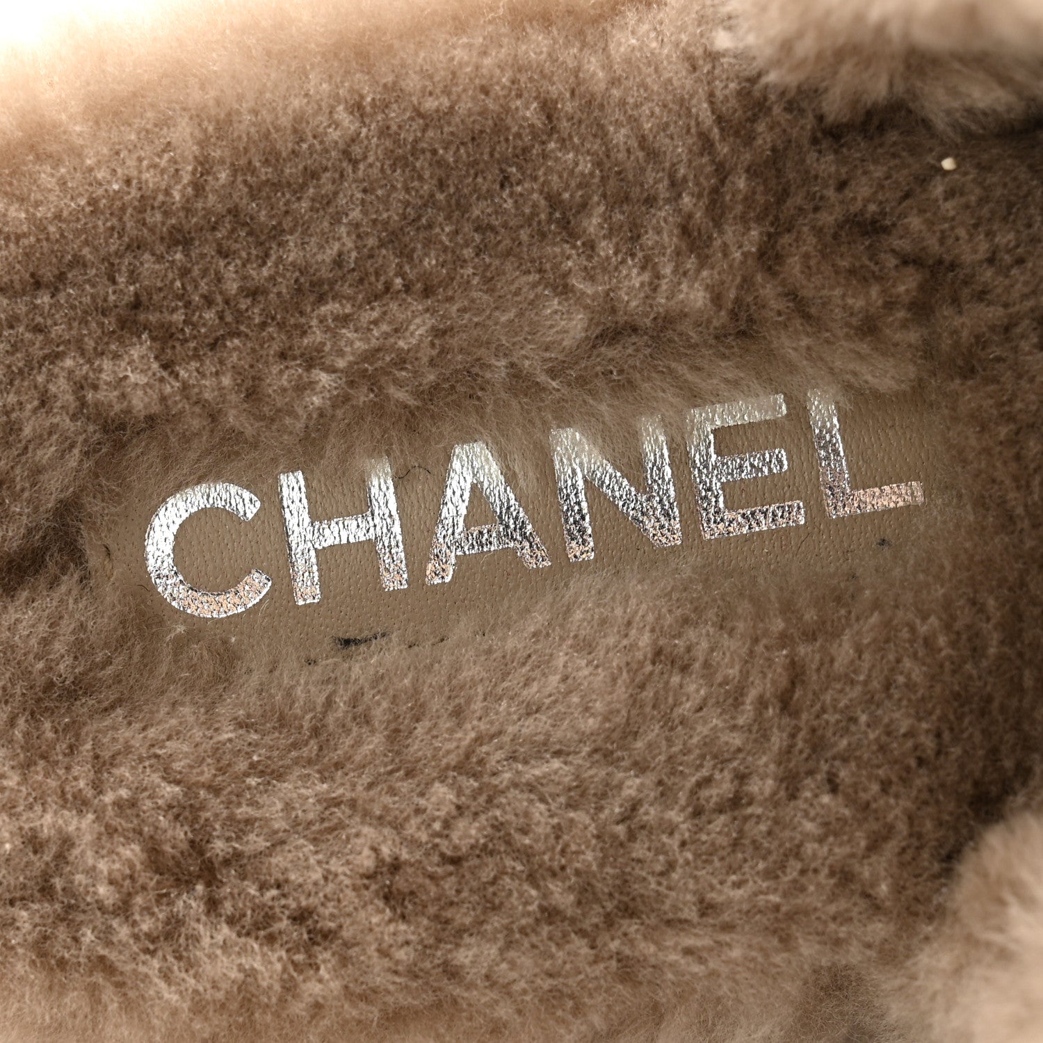 Chanel Shearling Lambskin CC Flat Mules 36 Beige 1574064