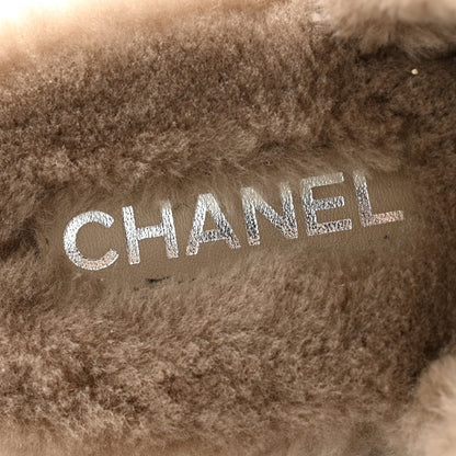 Chanel Shearling Lambskin CC Flat Mules 36 Beige 7 of 16