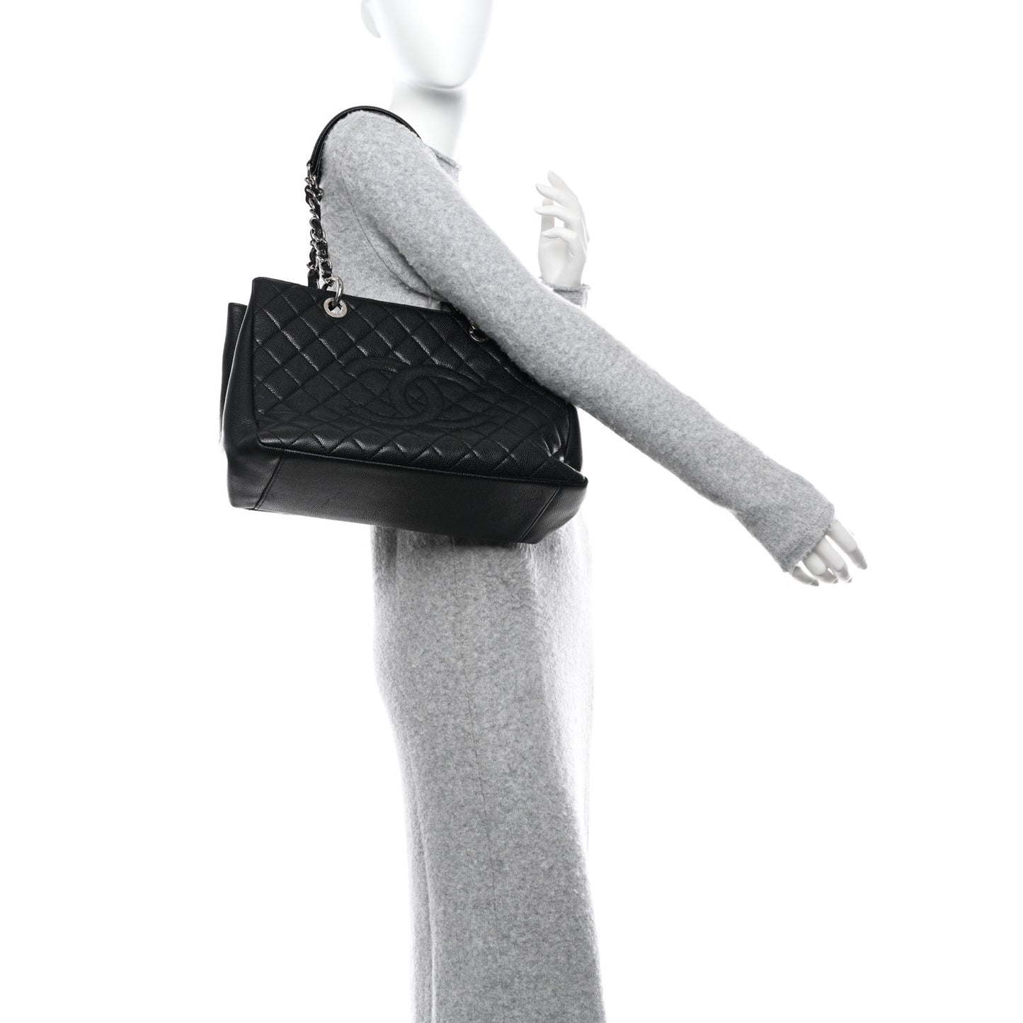 Caviar Quilted Grand Shopping Tote GST Black