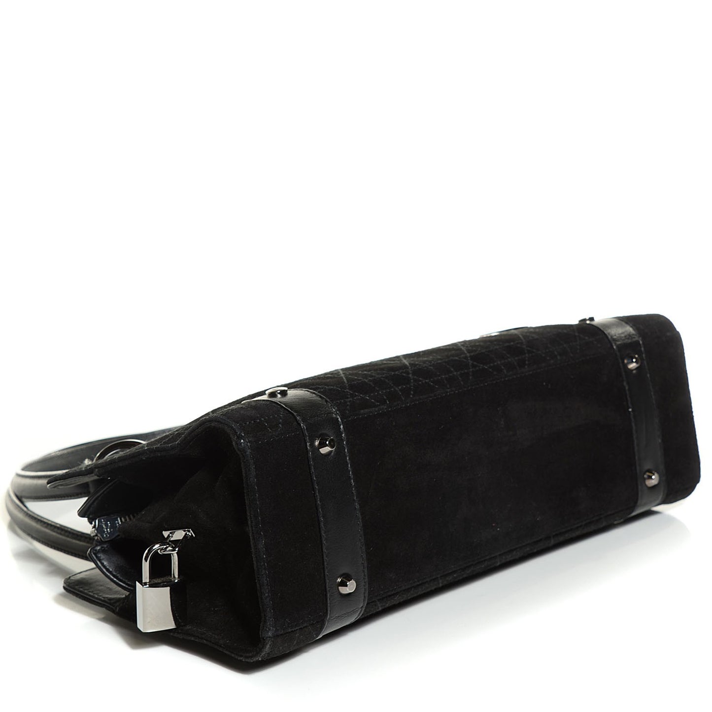 Suede Cannage Stitched Lady Dior East West Black