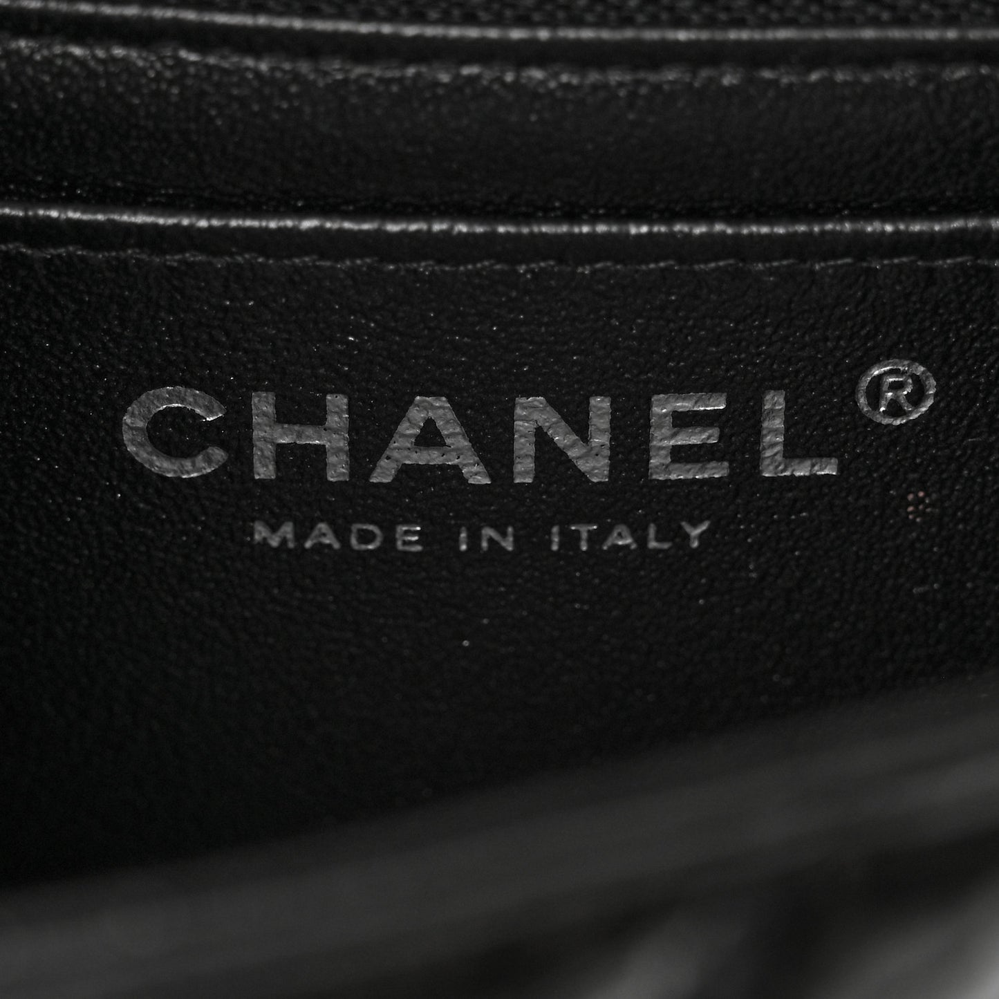 Metallic Crumpled Calfskin Chevron Quilted Mini Square Flap Black